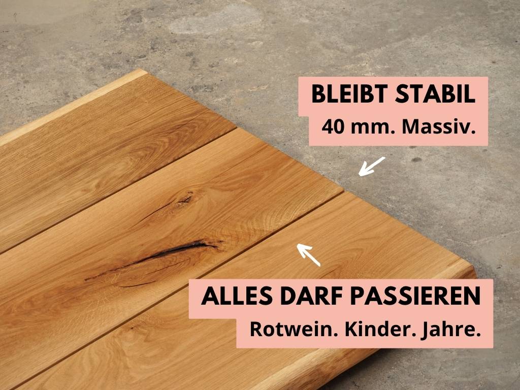 massivholztisch aus einem stamm vom schreiner eiche massiv