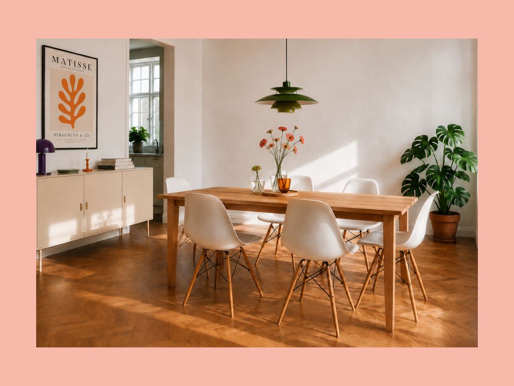 massiver holztisch mit holzbeinen