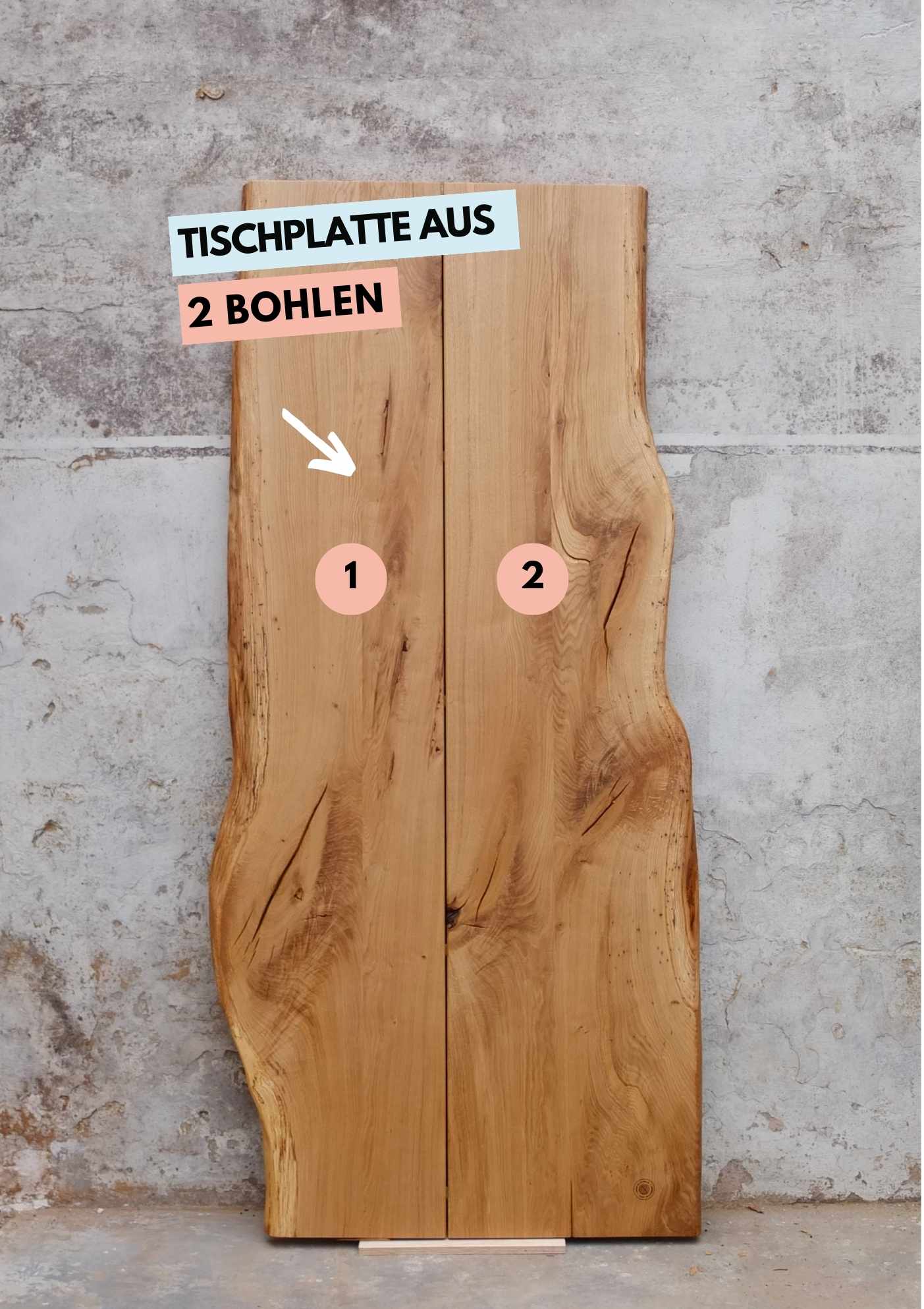 Wabi-Sabi Tisch mit rustikaler Baumkante, minimalistisch & harmonisch