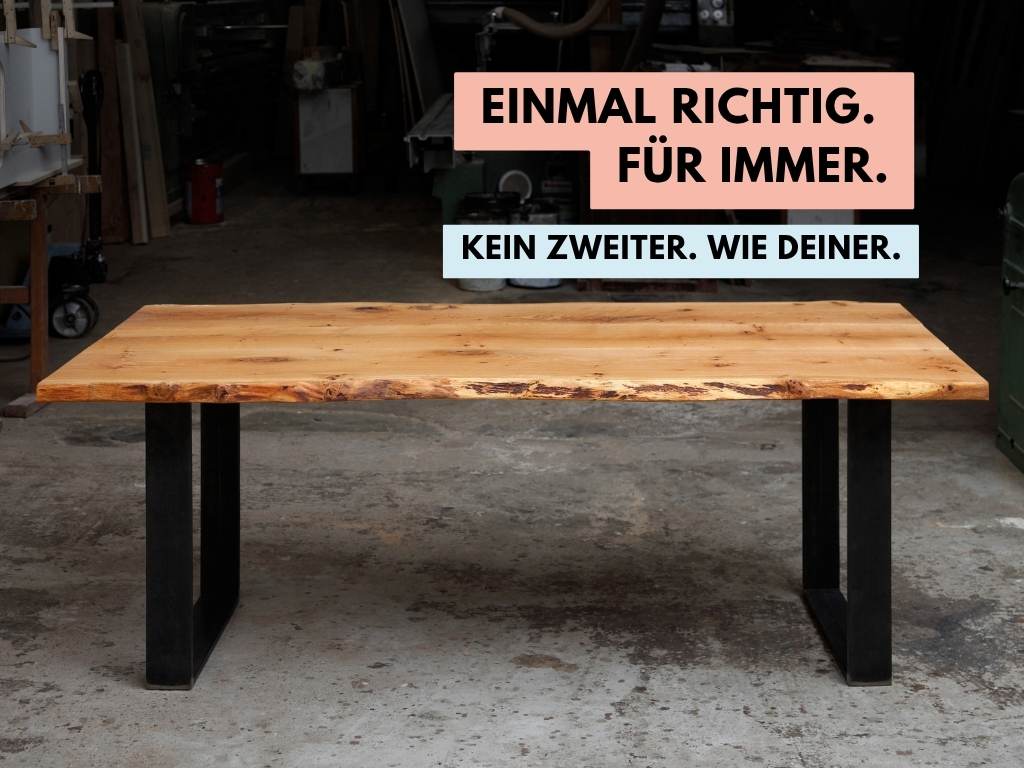esstisch aus einem stamm nach maß vom schreiner massiv eiche