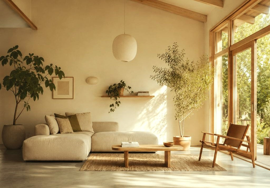 ovaler japandi couchtisch bodennah yoga couchtisch
