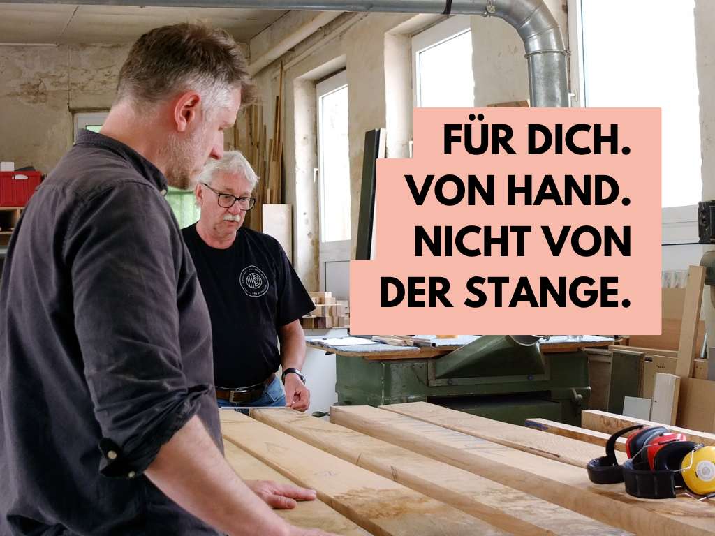 Moderner Eichentisch vom Schreiner mit filigraner Schweizer Kante Online kaufen
